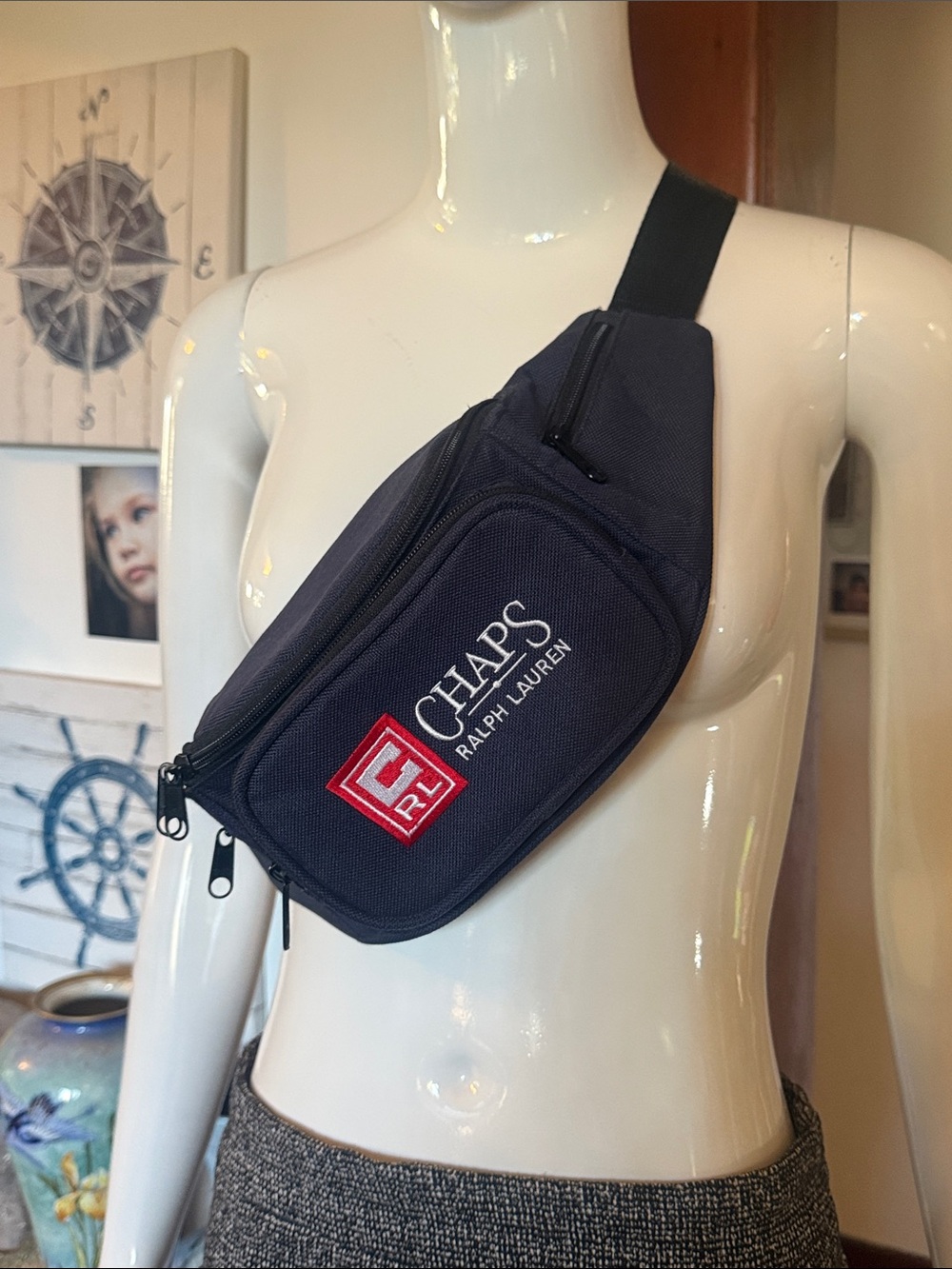Chaps by Ralph Lauren Navy Crossbody/Fanny Pack